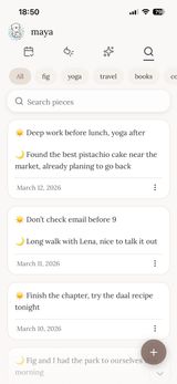 Search view with piece list and tag filters