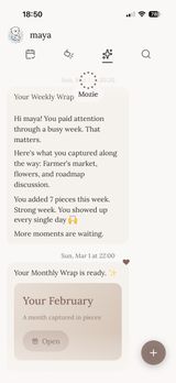 Mozaic insight view showing weekly and monthly wraps